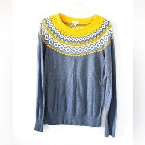 Merona Women’s Yellow/Grey Crew Neck Sweater